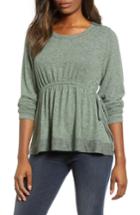 Women's Caslon Cozy Tie Waist Peplum Top - Green