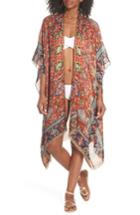 Women's Pool To Party Cover-up Kimono, Size - Red