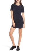 Women's Love, Fire Distressed T-shirt Dress - Black