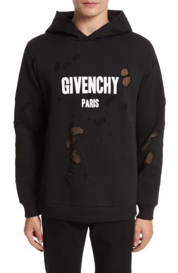 Men's Givenchy Logo Distressed Hoodie
