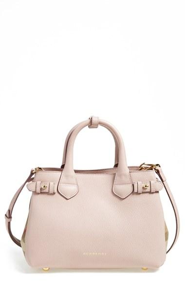 Burberry 'small Banner' Leather Tote - Pink