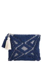 Sole Society Palisades Tasseled Woven Clutch - Blue