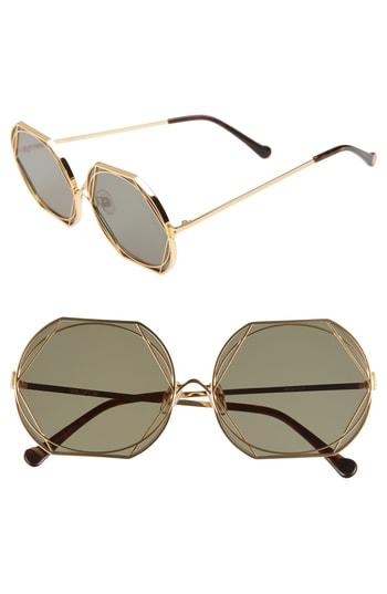 Women's Wildfox Regency Round 59mm Sunglasses - Gold/ G 15 Solid