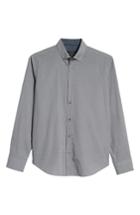 Men's Bugatchi Shaped Fit Mixed Print Sport Shirt - Grey