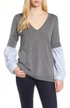 Women's Trouve Woven Sleeve Sweater - Grey