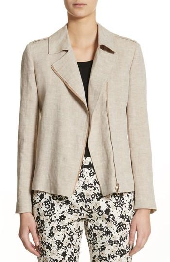 Women's Max Mara Harden Linen Moto Jacket - Grey