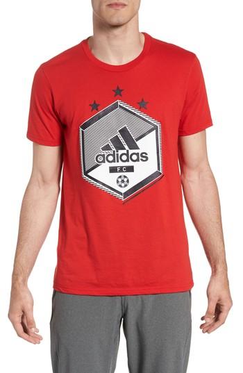 Men's Adidas Slim Fit Soccer Graphic T-shirt - Red