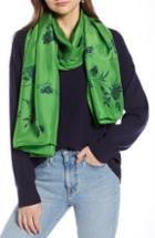 Women's Something Navy Floral Silk Wrap, Size - Green