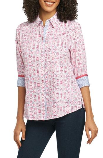Women's Foxcroft Ava Tile Print Shirt - Red