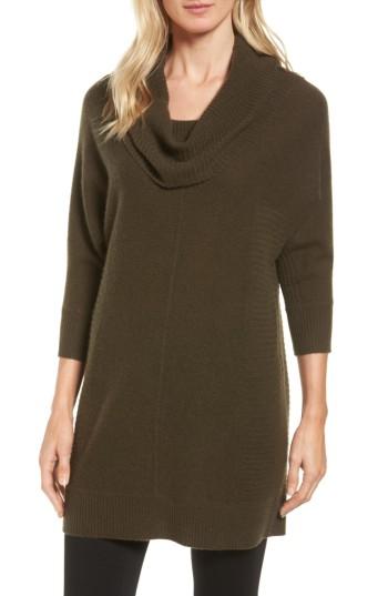 Women's Halogen Cashmere Dolman Sleeve Tunic Sweater - Green