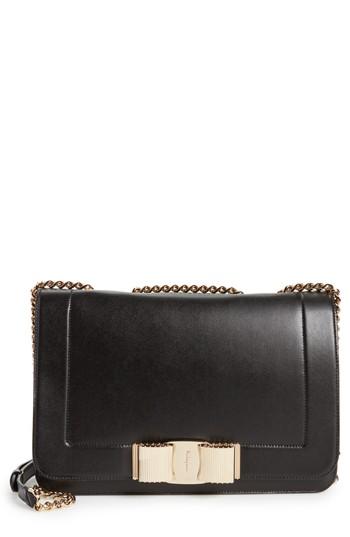 Salvatore Ferragamo Vara Leather Shoulder Bag - Black