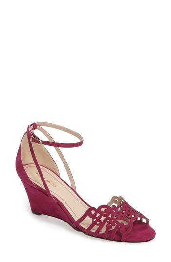 Women's Klub Nico 'kingston' Ankle Strap Wedge Sandal M - Burgundy