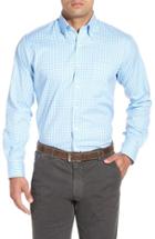 Men's Peter Millar 'nanoluxe' Regular Fit Wrinkle Resistant Twill Check Sport Shirt - Blue