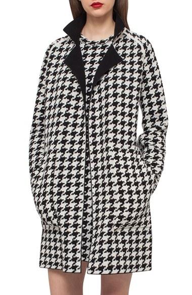 Women's Akris Reversible Houndstooth Double Face Cashmere Coat