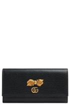 Women's Gucci Fiocchino Bow Leather Continental Wallet - Black