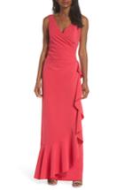 Women's Vince Camuto Laguna Faux Wrap Gown (similar To 14w) - Red