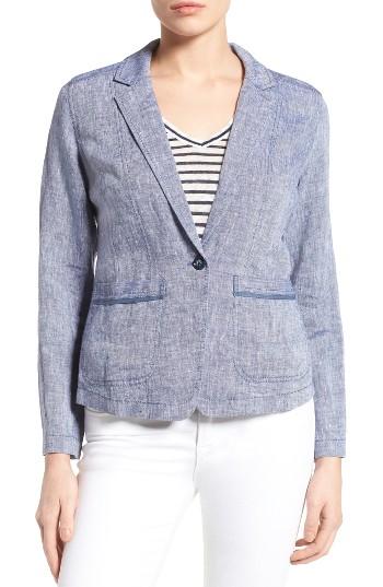 Women's Caslon Linen One-button Blazer - Blue