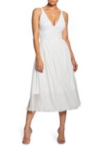 Women's Dress The Population Tracy Plunging Sequin Bodice Tea Length Dress - White