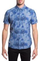 Men's 7 Diamonds 'guilded' Print Short Sleeve Chambray Shirt - Blue