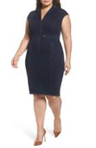 Women's Ashley Graham X Marina Rinaldi Darsen Jersey Denim Body-con Dress - Blue