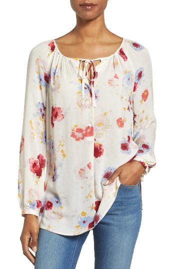 Women's Lucky Brand Floral Print Peasant Blouse - Beige