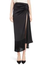 Women's Magda Butrym Fringe Trim Silk Skirt Us / 34 Fr - Black
