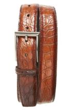 Men's Magnanni Crocodile Leather Belt - Cognac