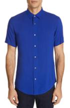 Men's Emporio Armani Trim Fit Short Sleeve Dress Shirt - Blue