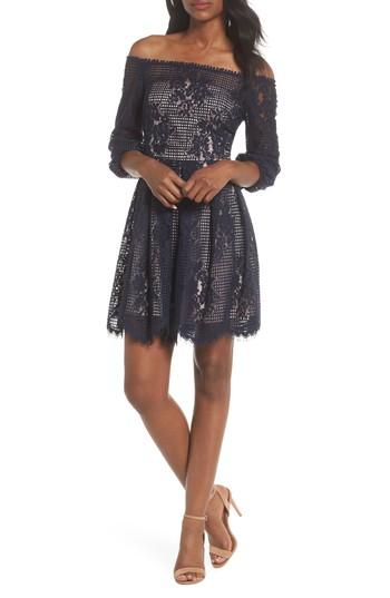Women's Chelsea28 Floral Lace Off The Shoulder Dress - Blue