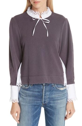 Women's Sea Eyelet Contrast Sweatshirt - Grey