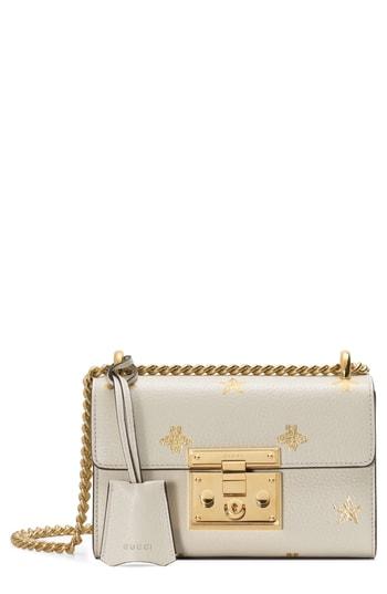 Gucci Mini Padlock Leather Shoulder Bag - White