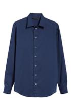 Men's Emporio Armani Slim Fit Solid Dress Shirt, Size - Blue