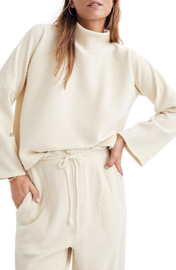 Women's Madewell Texture & Thread Velour Corduroy Mock Neck Top