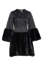 Women's Noir Kei Ninomiya Floral Dress With Faux Fur Trim