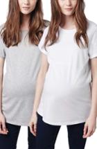 Women's Topshop 2-pack Boyfriend Maternity Tees Us (fits Like 0-2) - Grey