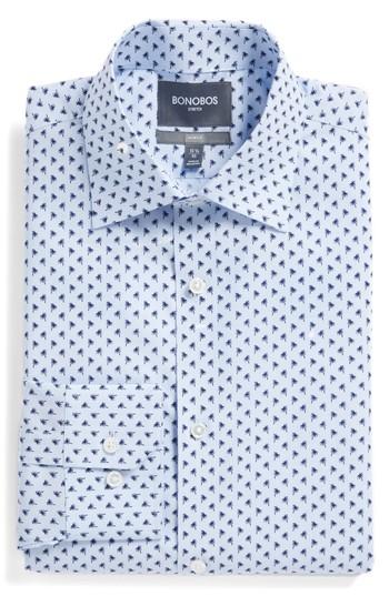 Men's Bonobos Jetsetter Slim Fit Print Dress Shirt .5 - 32 - Blue