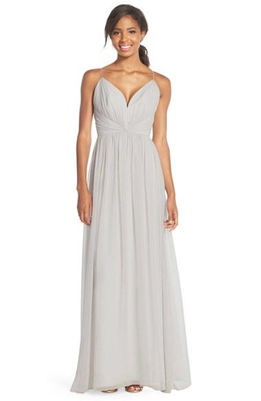 Women's Jim Hjelm Occasions Draped V-neck Chiffon Gown - Ivory
