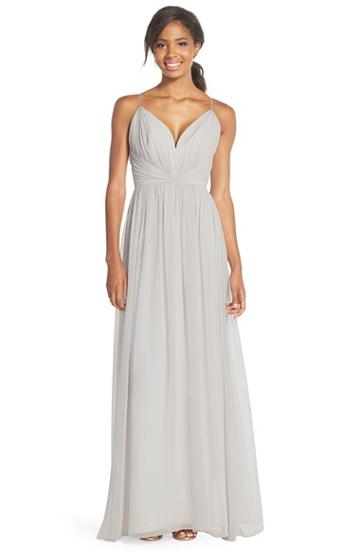 Women's Jim Hjelm Occasions Draped V-neck Chiffon Gown - Ivory