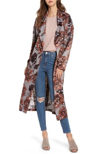 Women's Leith Satin Trench Coat - Grey