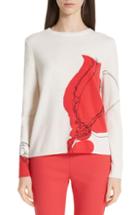 Women's St. John Collection Intarsia Knit Cashmere Jersey Sweater - White