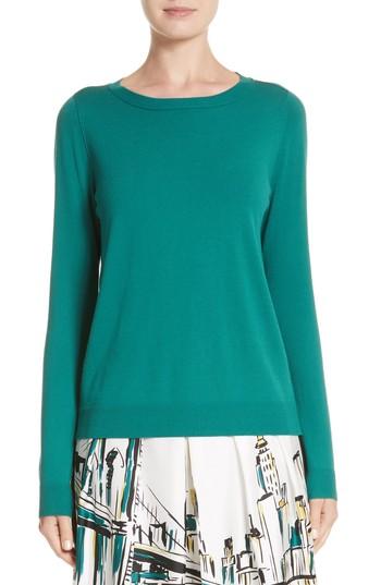 Women's Lafayette 148 New York Crewneck Pullover Sweater, Size - Blue