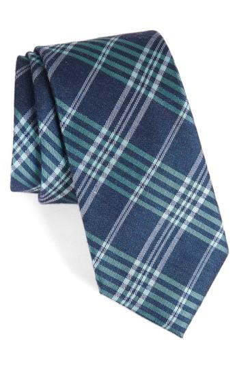 Men's Calibrate School Plaid Silk & Cotton Tie, Size - Green