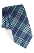 Men's Calibrate School Plaid Silk & Cotton Tie, Size - Green