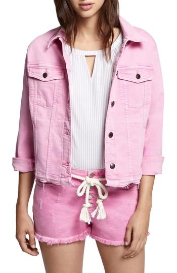 Women's Sanctuary Wild Cherry Denim Jacket - Pink