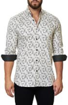 Men's Maceoo Trim Fit Geo Print Sport Shirt (m) - White