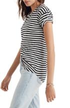 Women's Madewell Whisper Cotton Stripe Crewneck Tee, Size - Black