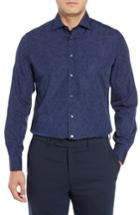Men's Luciano Barbera Slim Fit Print Dress Shirt - Blue
