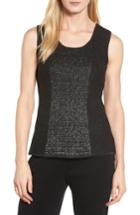 Women's Ming Wang Scoop Neck Metallic Knit Tank - Black