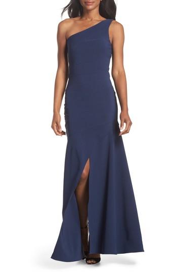 Women's Maria Bianca Nero Claire One-shoulder Gown - Blue