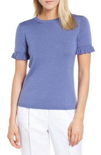 Women's Lewit Tie Back Merino Wool & Silk Sweater - Blue